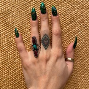 Vintage Sterling Silver, Turquoise & Purple Spiny Oyster Native American Ring